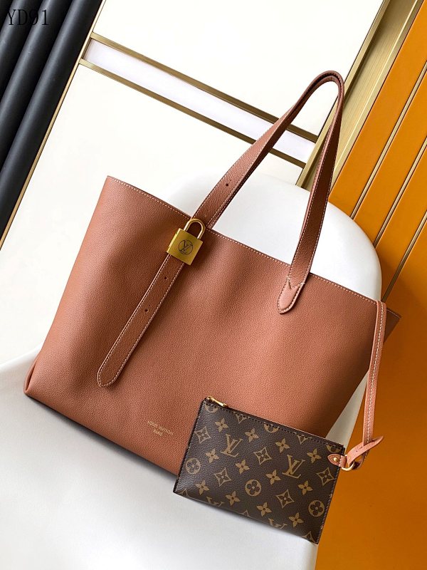 LVutton M25341 Brown Tote Bag with Monogram Pouch