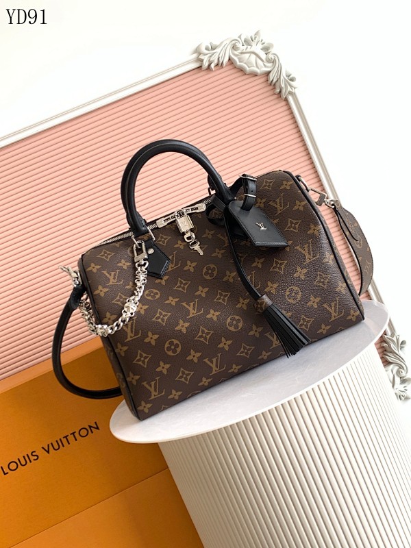 LVutton Speedy Soft 30 Dark Monogram Canvas Handbag