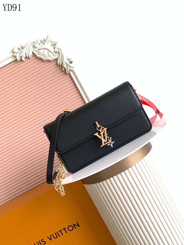 LVutton YD91 Black Leather Crossbody Bag
