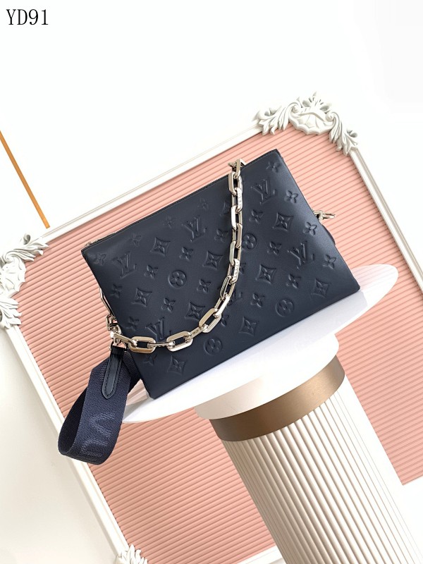 LVutton M21282 Deep Blue Monogram Shearling Leather Bag