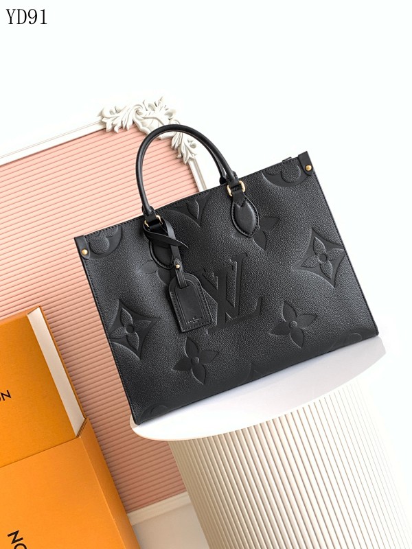 LVutton YD91 Tote Bag Monogram Embossed Black