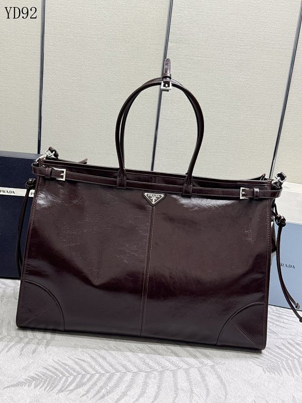 PRADA YD920120 Lux Soft Oil Wax Leather Tote Bag