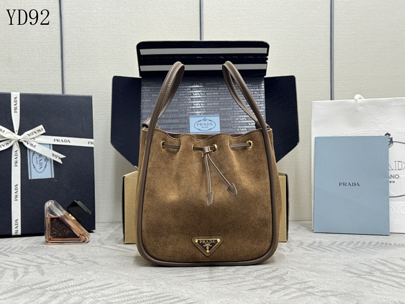 Pr4da YD92070 Suede Drawstring Shoulder Bag