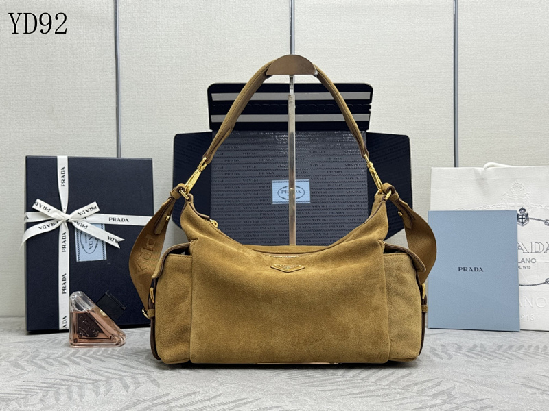 Pr4da YD92080 1BC264 Suede Shoulder Bag