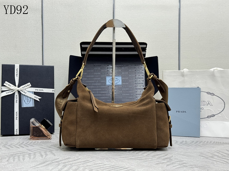 Pr4da YD92080 Suede Shoulder Bag