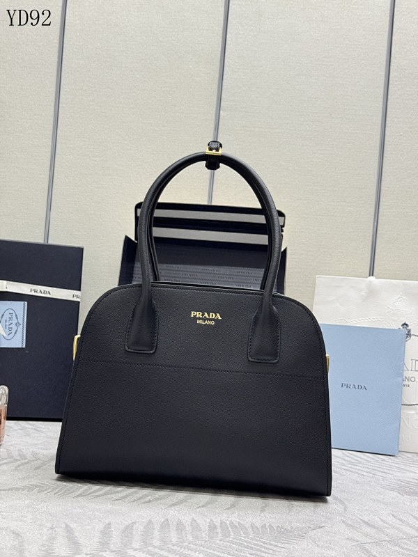 Pr4da YD92088 1BG538 Black Saffiano Leather Top Handle Bag