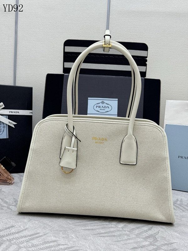 Pr4da 1BG572 Oversized Linen-Blend Tote Bag
