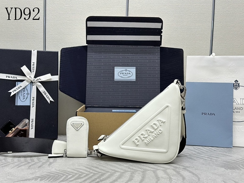 Pr4da YD92 White Triangular Crossbody Bag