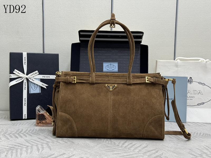 Pr4da 1BA433 Suede Tote Bag