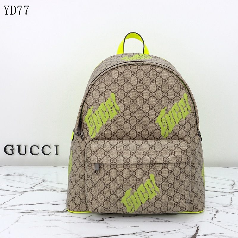 Gucc1 YD14062 GG Supreme Canvas Tote Bag with Lime Green Logo