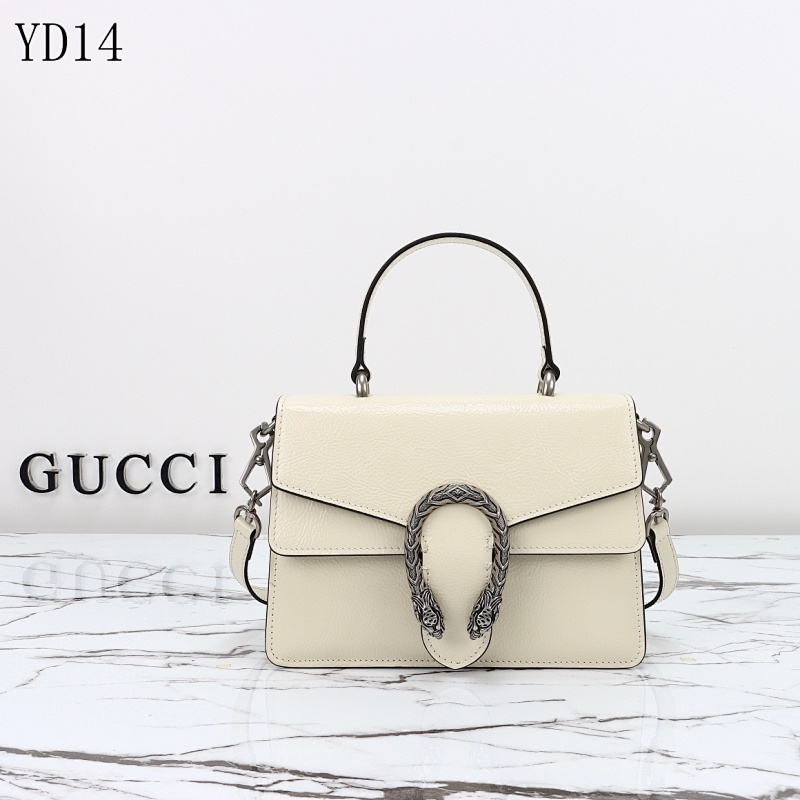 Gucc1 YD14063 Cream Leather Top Handle Bag