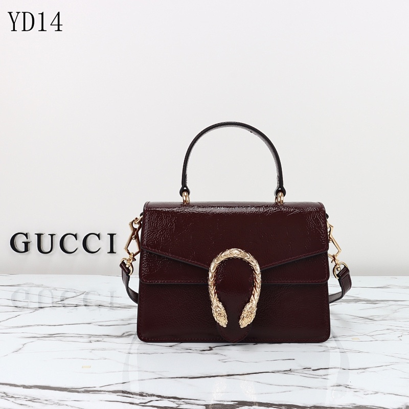 Gucc1 YD14063 Wine Red Patent Leather Top Handle Bag