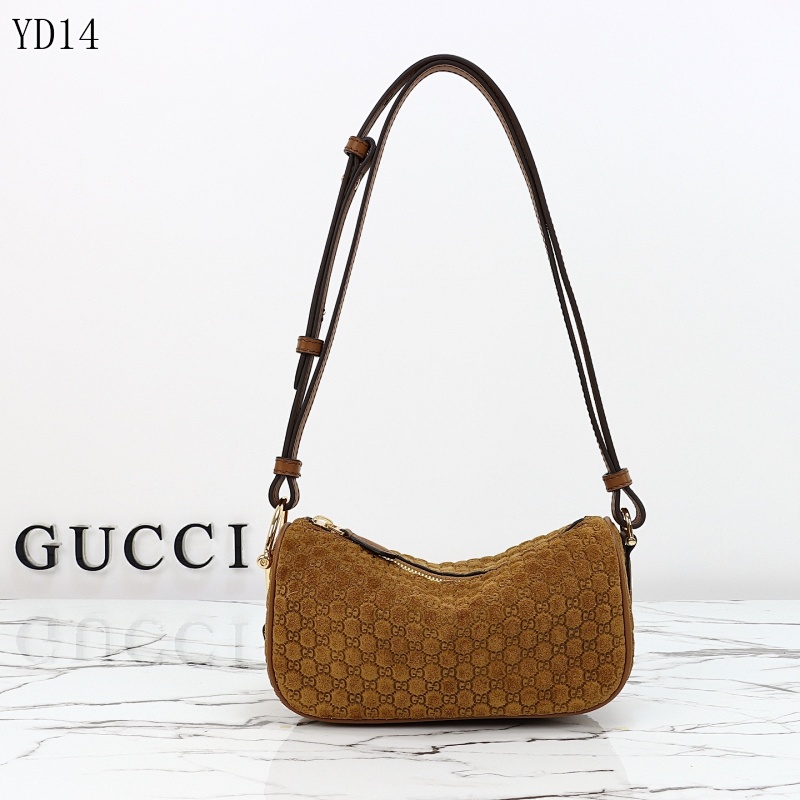 Gucc1 YD14048 GG Supreme Suede Shoulder Bag