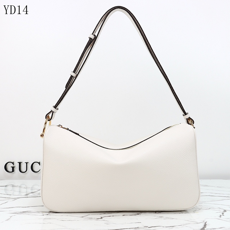 Gucc1 YD14 White Leather Shoulder Bag