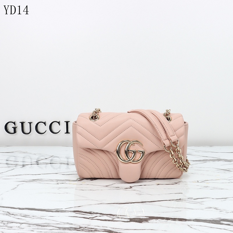 Gucc1 YD14054 Pink Quilted Wallet on Chain