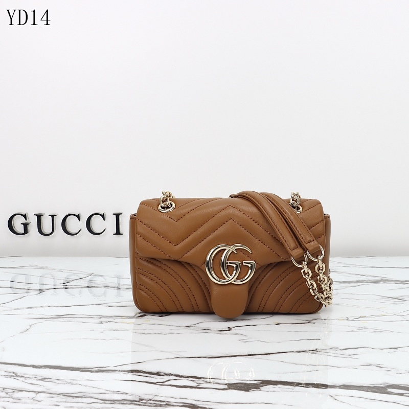Gucc1 YD14054 Quilted Leather Shoulder Bag