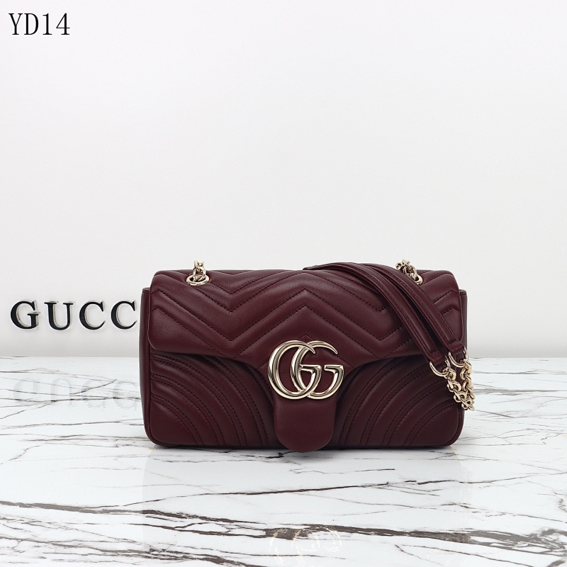 Gucc1 YD14 Chevron Quilted Shoulder Bag