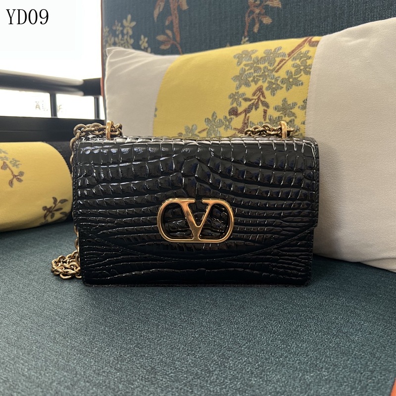 Valentiino YD09077 Large Crocodile-Embossed Box Bag