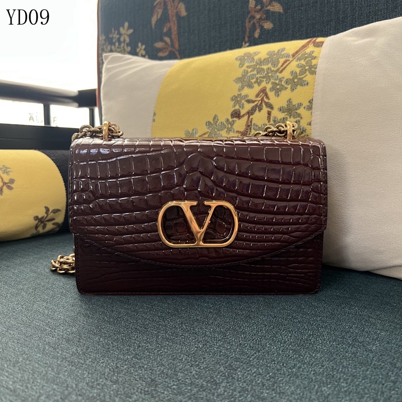 Valentiino YD09077 Large Crocodile-Embossed Crossbody Bag