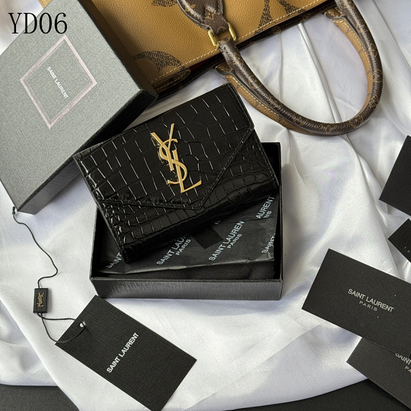 SntLaurent YD06025 Crocodile Leather Fold Wallet