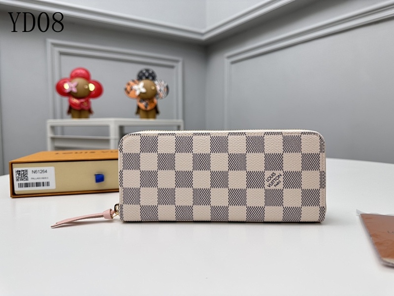 LVutton N61264 White Grid Pink Clémence Zip Wallet