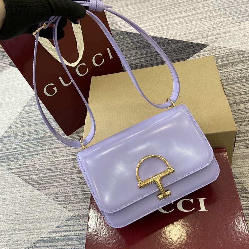 Gucc1 YD77090 Lavender Leather Top Handle Bag