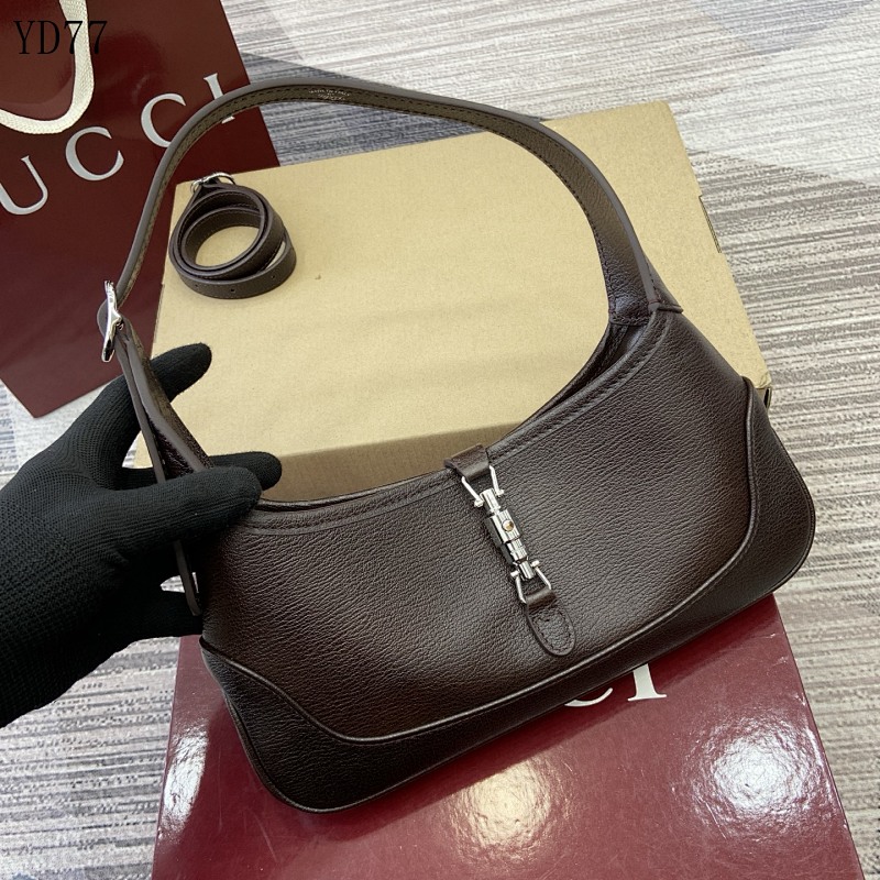 Gucc1 YD77068 Brown Leather Shoulder Bag