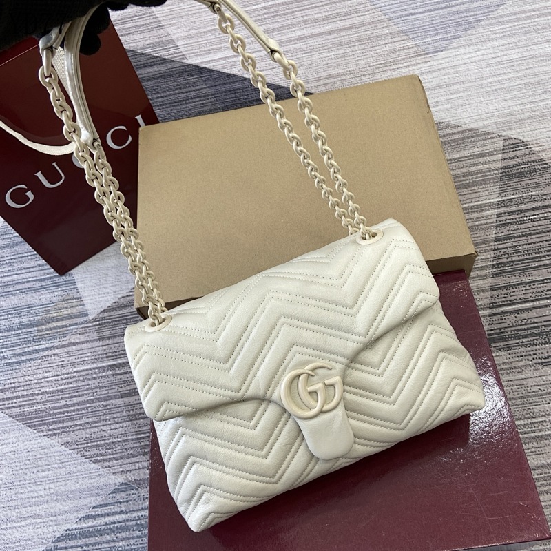 Gucc1 YD77090 Chevron Quilted Leather Shoulder Bag