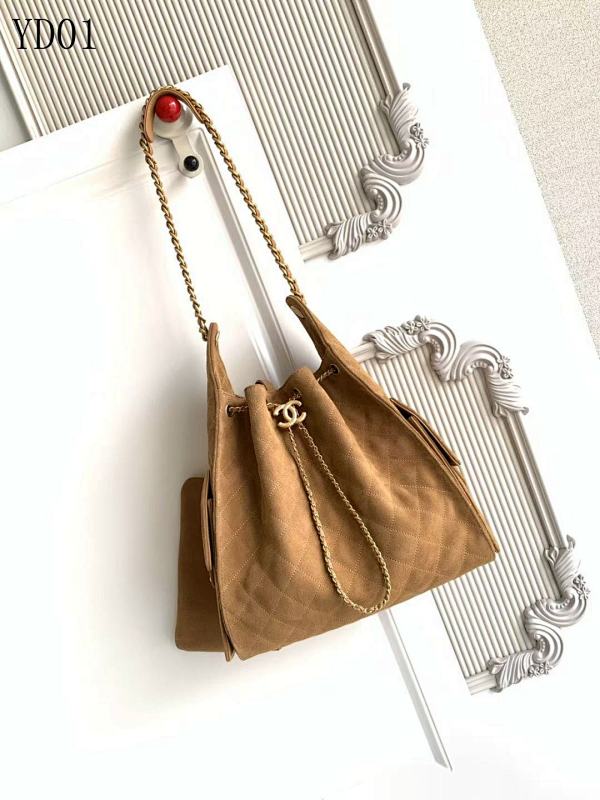 CHANELL YD01 Quilted Suede Drawstring Shoulder Bag