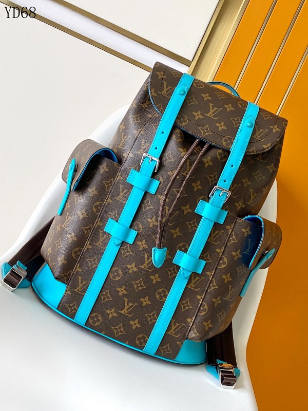 LVutton YD68 Monogram Canvas Backpack with Blue Lining