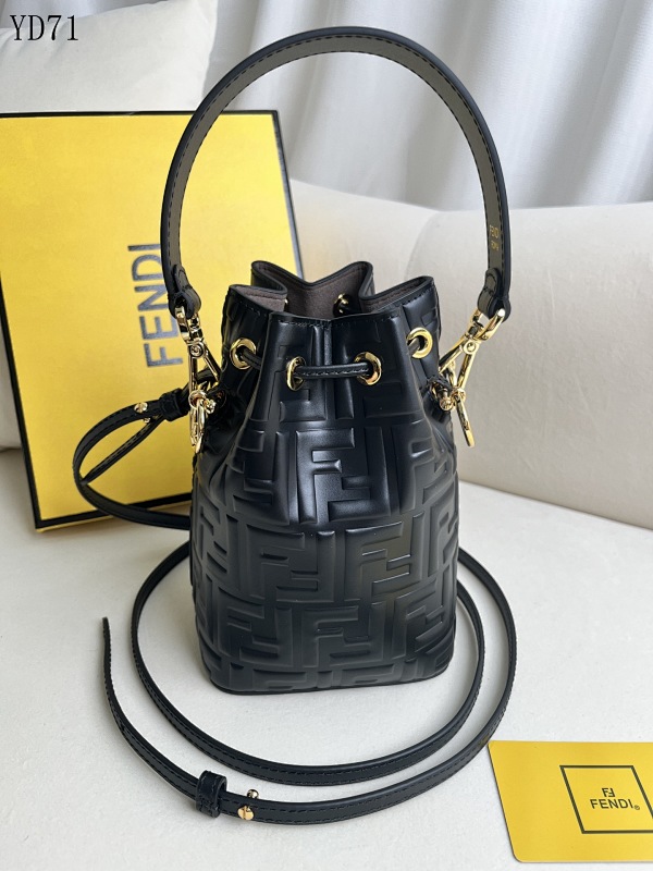 F3ndii YD71 Embossed Leather Bucket Bag