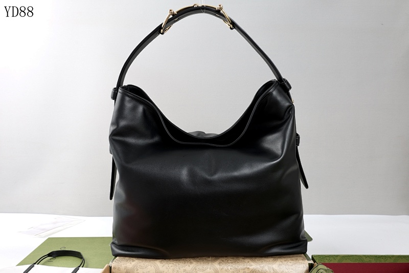 Gucc1 YD8886 Black Leather Shoulder Bag