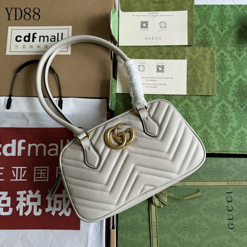 Gucc1 Marmont White Leather Top Handle Bag