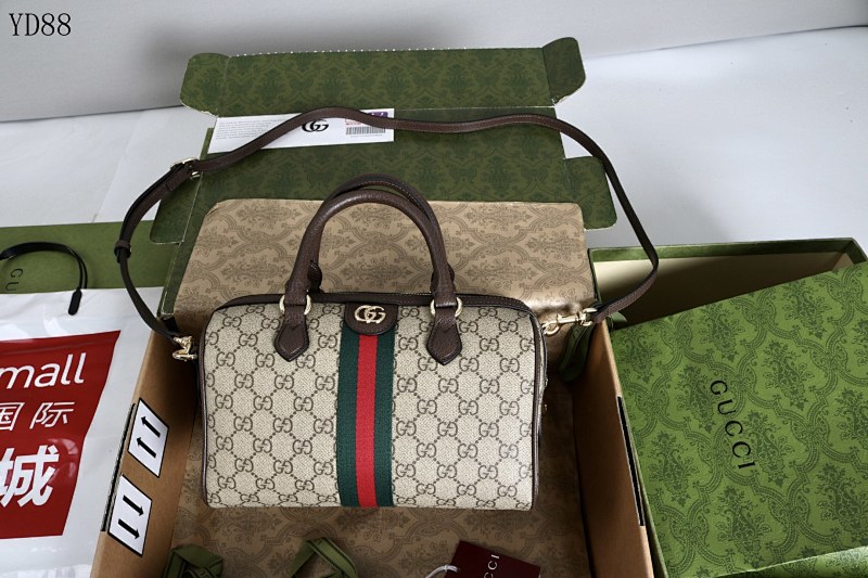 Gucc1 YD8852 GG Supreme Web Stripe Boston Bag