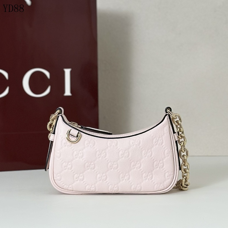 Gucc1 YD8845 Pink Quilted Leather Crossbody Bag