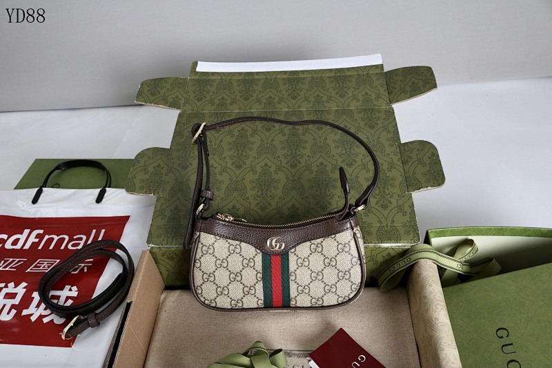 Gucc1 Ophidia Small Shoulder Bag GG Supreme Canvas with Web Stripe