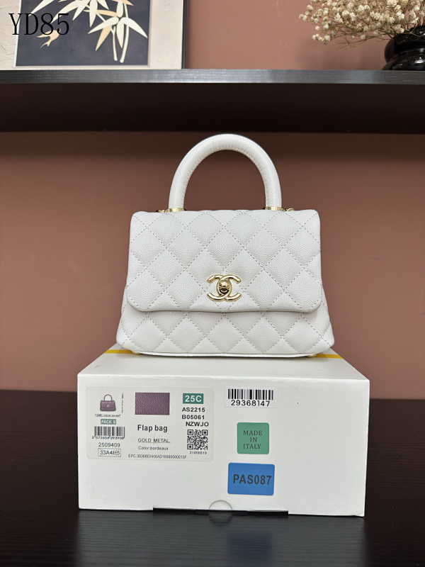 cover-228673459 Chan3l AS2215 Coco Handle Flap Bag White Caviar Leather