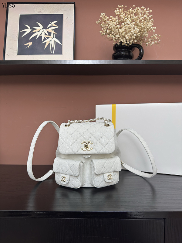 CHANELL AS3860 Duma Backpack White Caviar Leather