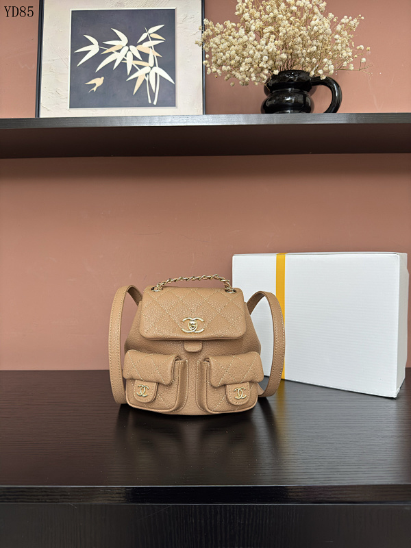 Chan3l AS3787 Duma Backpack Caramel Grained Leather