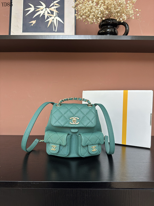CHANELL YD85064 AS3787# Teal Caviar Leather Flap Bag