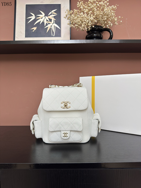 Chan3l AS4398 Backpack - White Calfskin Leather