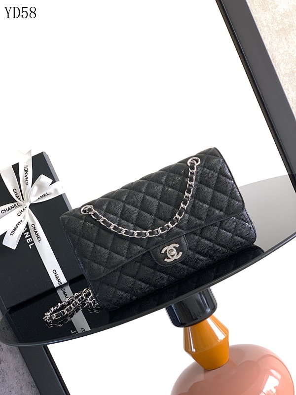 CHANELL YD5852 Quilted Caviar Leather Wallet on Chain