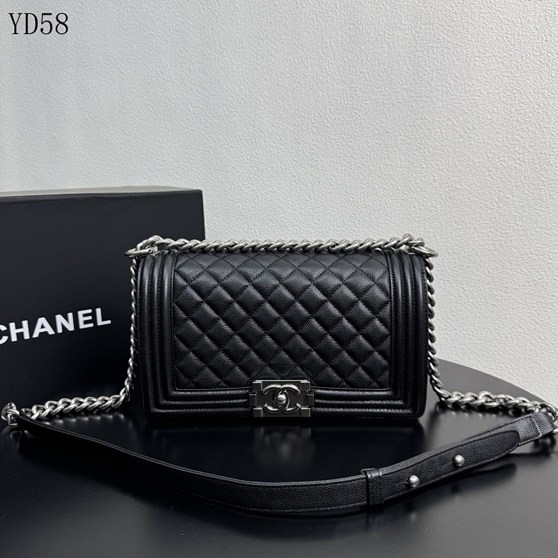 Chan3l 67086 Quilted Caviar Leather Shoulder Bag