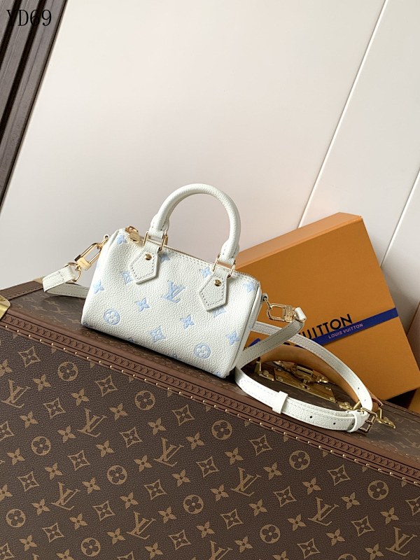 LVutton Nano Speedy M27702 Light Blue Monogram Empreinte