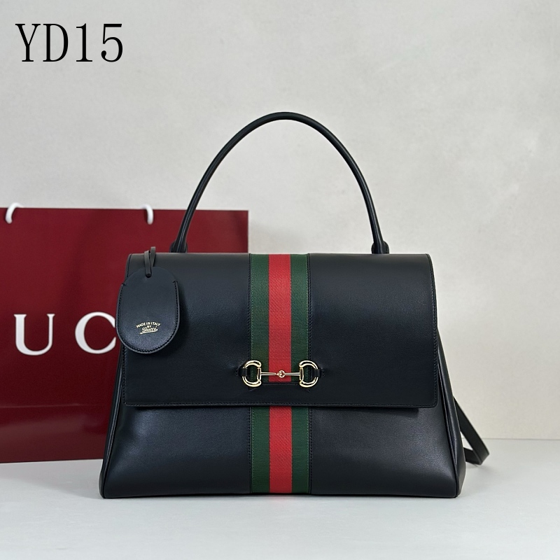 Gucc1 YD1583 Horsebit Web Shoulder Bag