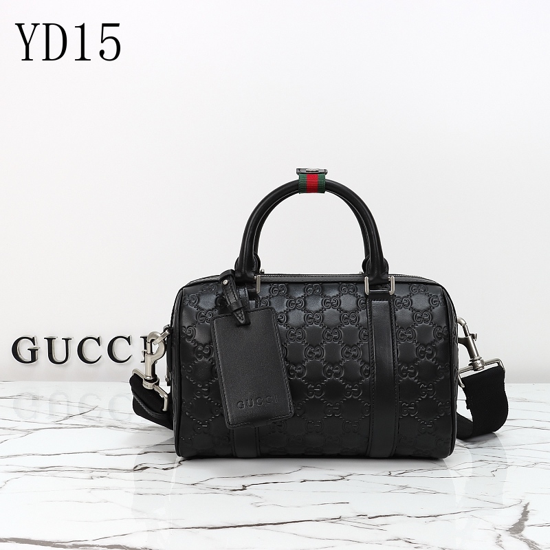 Gucc1 YD1565 Embossed Leather Duffle Bag