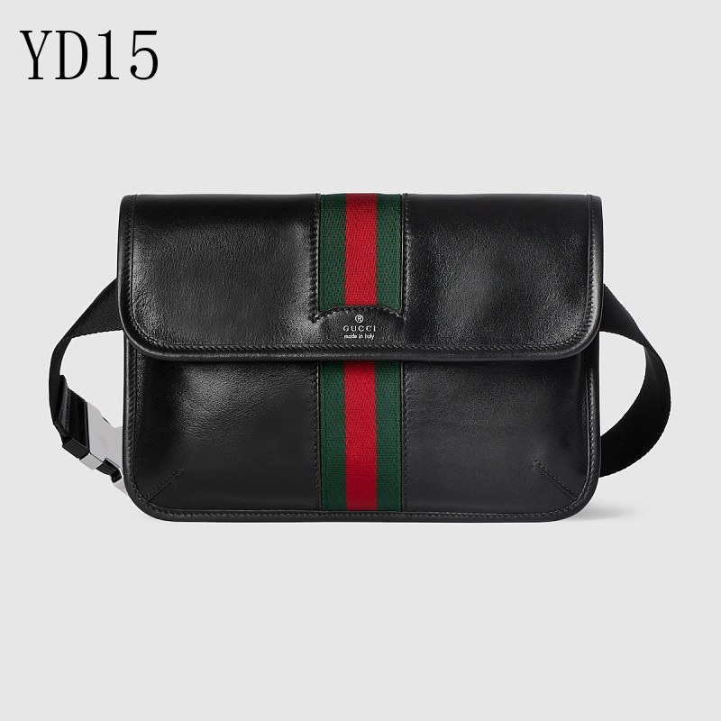 Gucc1 YD15 Crossbody Bag with Web Stripe