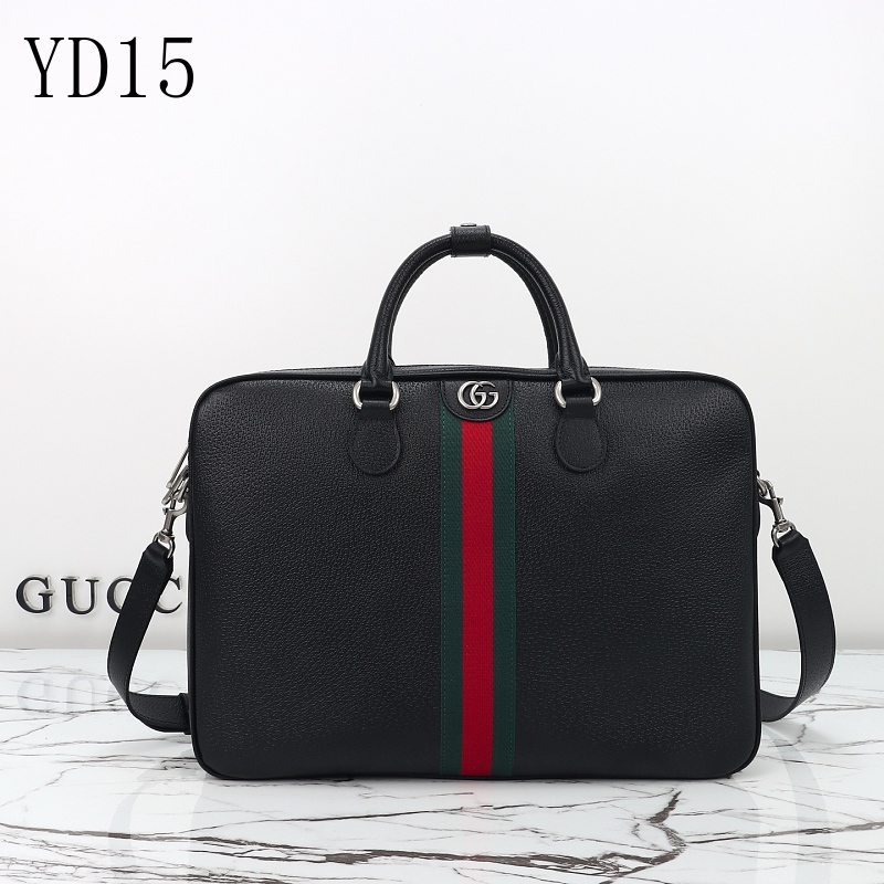 Gucc1 YD15 Briefcase with Web Stripe