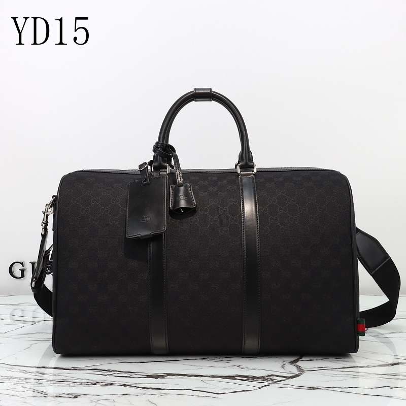 Gucc1 YD15 Duffle Bag in Black GG Supreme Canvas