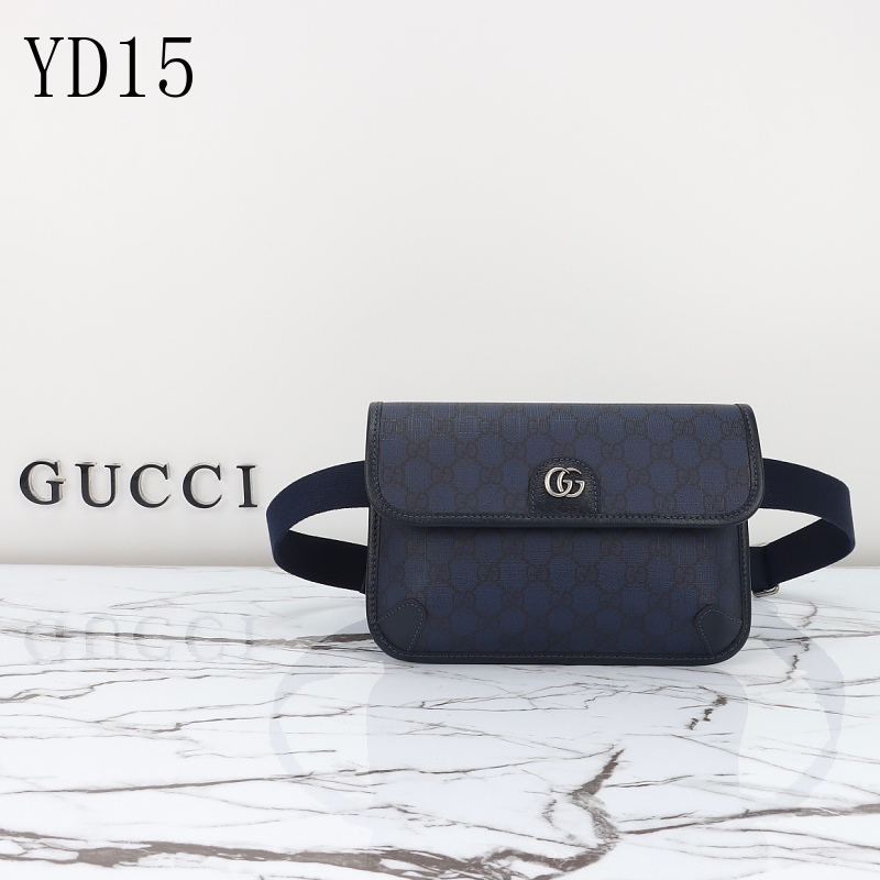 Gucc1 YD15 Belt Bag in Navy Blue GG Supreme Canvas